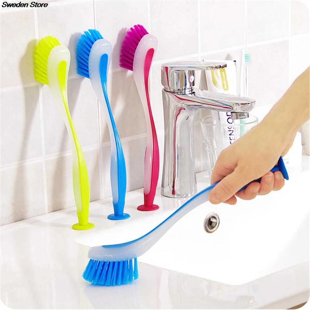 Vertical Suction Cup Best Bathroom Cleaning Brush Multifunctional
